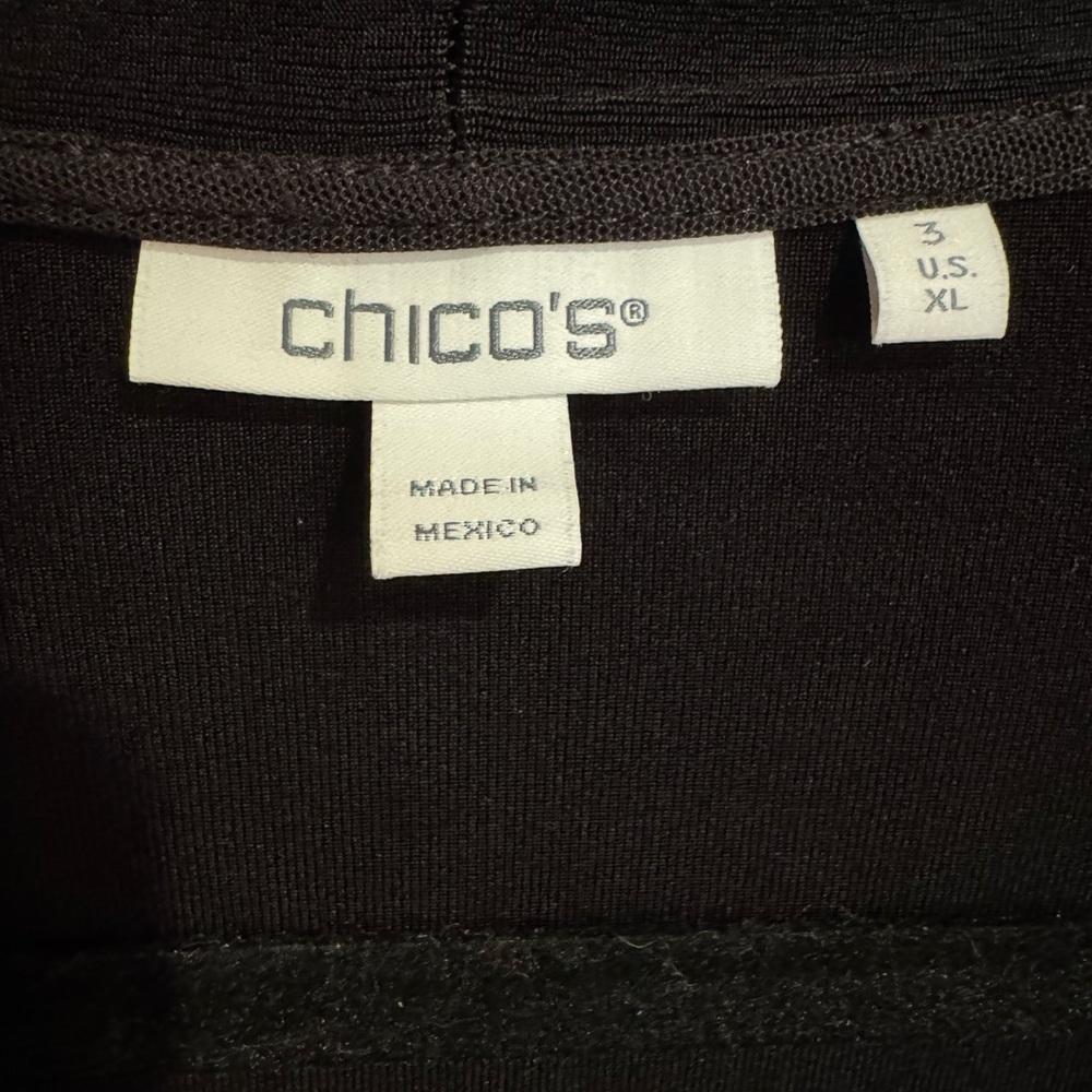 Glamorous Chico's Slinky Black Open Cardigan With Sparkly Bronze Embellishments - Picture 3 of 5